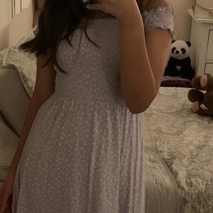 Purple off the shoulder dress
